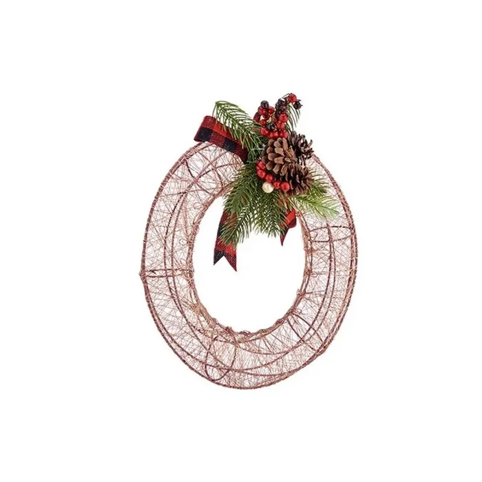 Corona de navidad 29 x 12 x 30 cm metal champagne