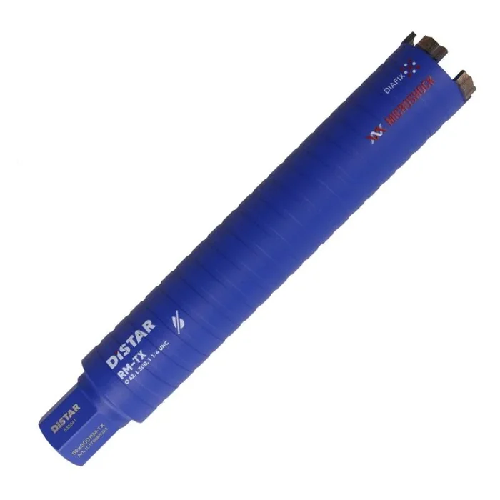Corona de perforación diamante, Distar, modelo RM-TX 1 1/4″ 62 mm x 300 mm – corte seco rápido y preciso para materiales duros como cerámica, granito y concreto