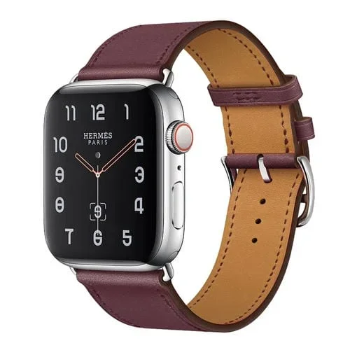 Correa de Cuero para Apple Watch Series 7 45mm, 6, SE, 5, 4 44mm, 3, 2, 1 42mm (Rojo Púrpura)