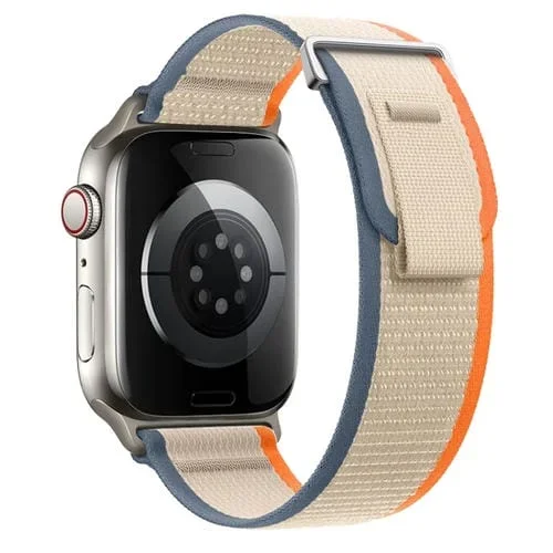 Correa de Nailon Doble Sección Apple Watch SE 2023 40mm (Naranja y Beige)