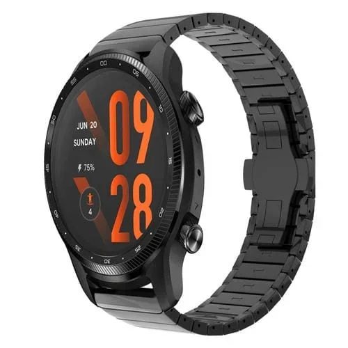 Correa de Reloj Aleación con Hebilla Mariposa para Ticwatch Pro3 Ultra 22mm (Negra)