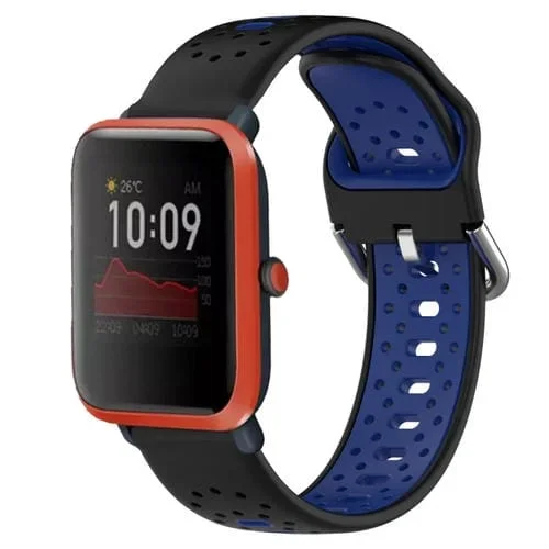 Correa de Reloj Amazfit Bip 1S 20mm Silicona Dos Colores Transpirable (Negro + Azul)