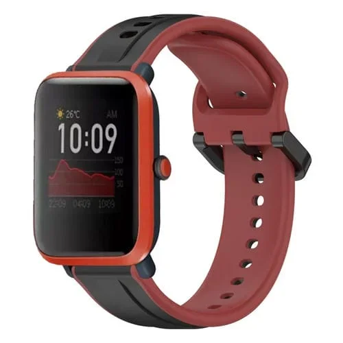 Correa de Reloj Amazfit Bip 1S Silicona Dos Colores Bucle Convexo 20mm (Negro + Rojo)