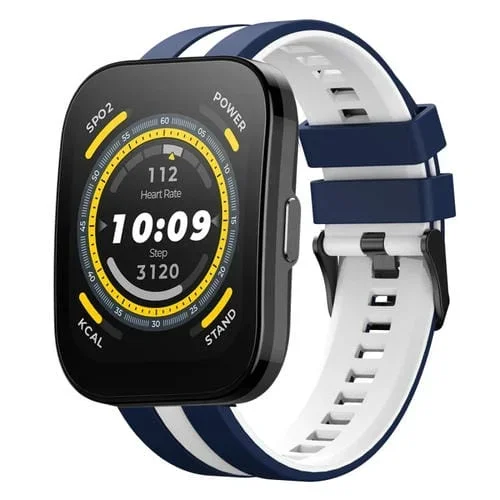 Correa de Reloj Amazfit Bip 5 Silicona Deportiva Dos Colores 22mm (Azul + Blanco)