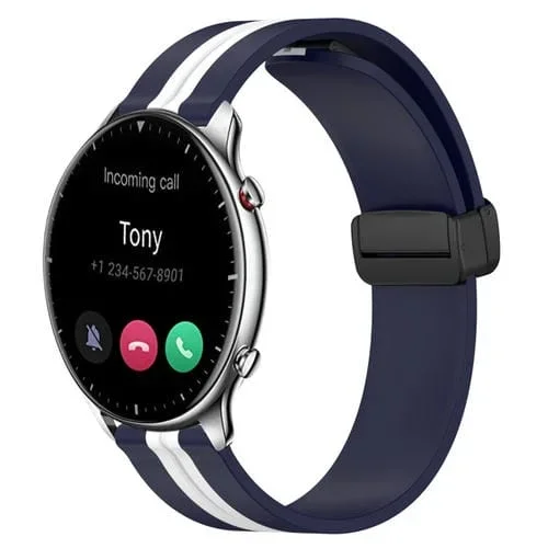 Correa de Reloj Amazfit GTR 2 22mm Silicona con Cierre Magnético Plegable (Azul Medianoche + Blanco)