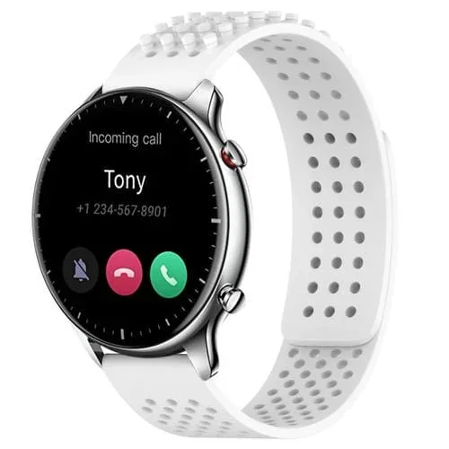 Correa de Reloj Amazfit GTR 2 Silicona Puntos 3D Transpirable Orificios 22mm (Blanco)
