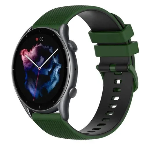 Correa de Reloj Amazfit GTR 3 22mm Silicona Dos Colores Cuadros (Amy Green + Black)