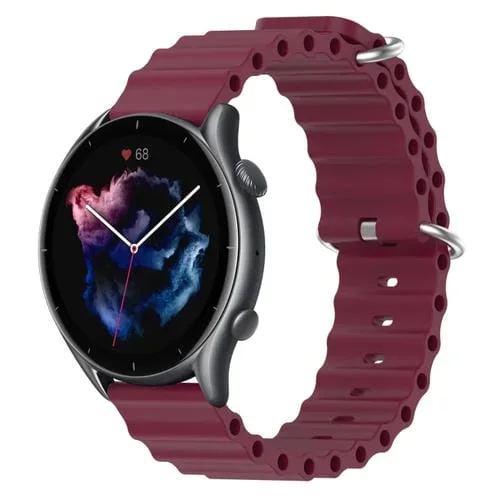 Correa de Reloj Amazfit GTR 3 Pro 22mm silicona color sólido estilo océano (Rojo Vino)