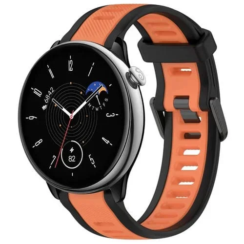 Correa de Reloj Amazfit GTR Mini silicona texturizada dos colores 20mm (Naranja + Negro)