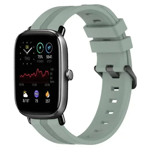 Correa de Reloj Amazfit GTS 2 Mini 20mm Silicona Rayas Cóncavas (Verde Grisáceo)