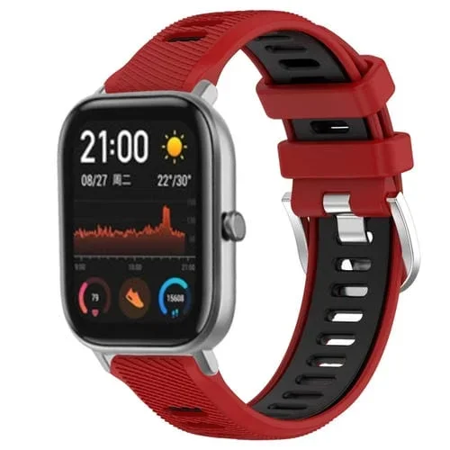 Correa de Reloj Amazfit GTS 22mm silicona textura cruzada con hebilla acero (Rojo + Negro)