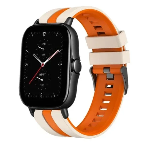 Correa de Reloj Amazfit GTS 2E silicona deportiva dos colores 20mm (Starlight + Naranja)