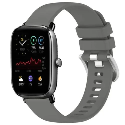 Correa de Reloj Amazfit Gts4 Mini silicona 20mm con hebilla plateada (Gris)