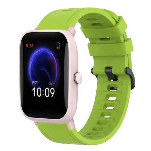Correa de Reloj Amazfit Pop Pro 20mm Silicona Suave Color Sólido (Verde Lima)