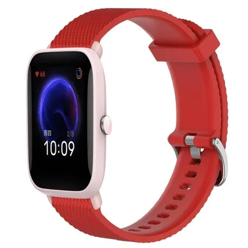 Correa de Reloj Amazfit Pop Pro 20mm Silicona Textura de Diamante (Rojo)