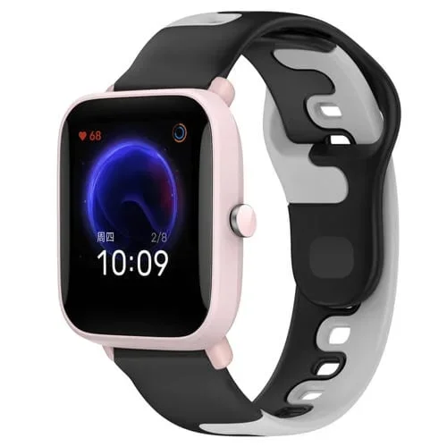 Correa de Reloj Amazfit Pop Pro Silicona Doble Color 20mm (Negro + Gris)