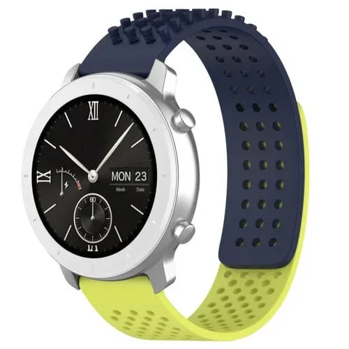 Correa de Reloj Amazfit Pop Silicona Puntos 3D Transpirable 20mm (Azul Medianoche + Verde Lima)