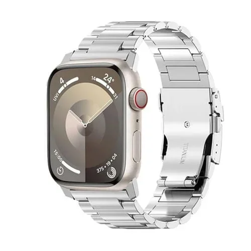 Correa de Reloj Apple Watch Se 2023 44mm 26mm Aleación de Titanio con Hebilla de Seguridad (Plata)