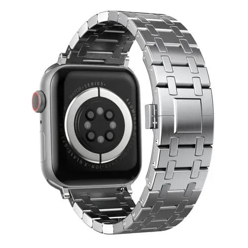 Correa de Reloj Apple Watch Series 9 Aleación de Titanio Ap de Roble Modificado 45mm (Plateado)