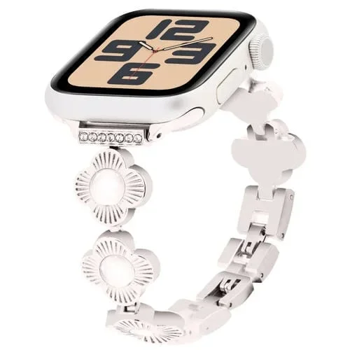 Correa de Reloj Cadena Metal Liberación Rápida Trébol 44mm Apple Watch Se (2023) (Starlight)