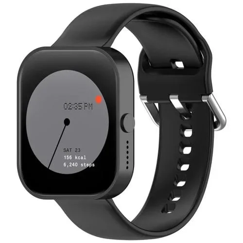 Correa de Reloj cmf Watch Pro D395 Silicona con Hebilla Plateada 22mm (Negro) Tamaño S