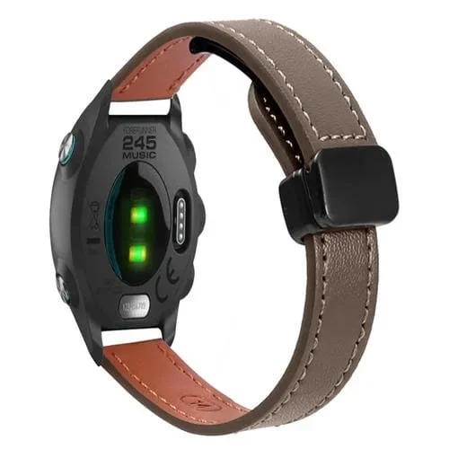 Correa de Reloj Cuero Microfibra 20mm con Hebilla Magnética para Garmin Forerunner 245 (Caramelo Macchiato)