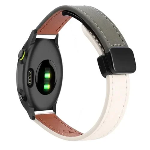 Correa de Reloj Cuero Microfibra 20mm con Hebilla Magnética para Garmin Forerunner 55 (Verde Albaricoque y Aguacate)