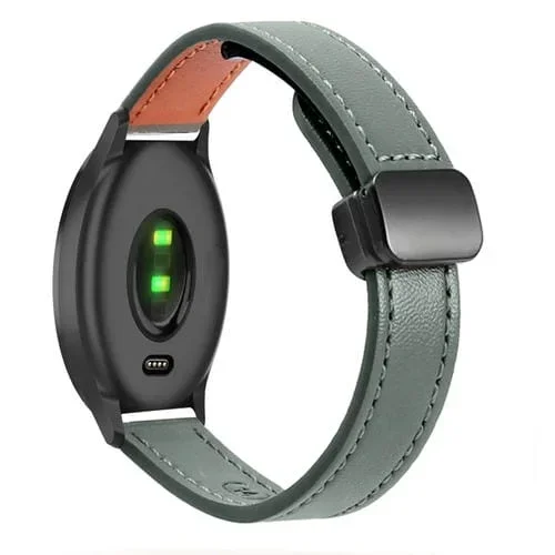Correa de Reloj Cuero Microfibra 20mm con Hebilla Magnética para Garmin Move Style (Verde Aguacate)