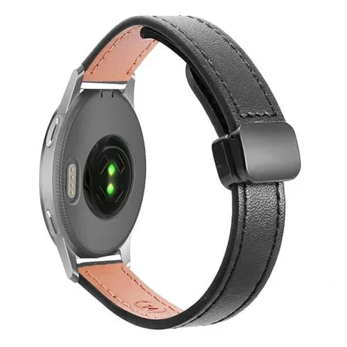 Correa de Reloj Cuero Microfibra con Hebilla Magnética 18mm para Garmin Venu 2S (Negra)