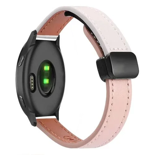 Correa de Reloj Cuero Microfibra con Hebilla Magnética 20mm para Garmin Venu Slim (Rosa y Albaricoque)