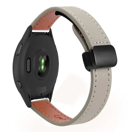 Correa de Reloj Cuero Microfibra Garmin Forerunner 265 Music 22mm (Gris Elefante)