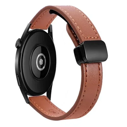 Correa de Reloj Cuero Microfibra Magnética 22mm para Amazfit Watch GTR 4 (Marrón Moca)