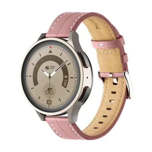Correa de Reloj de Cuero Estriado Inusual 20mm (Rosa Oscuro)