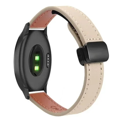 Correa de Reloj de Cuero Microfibra 20mm con Hebilla Magnética para Garmin Vivomove 3 (Albaricoque Crema)
