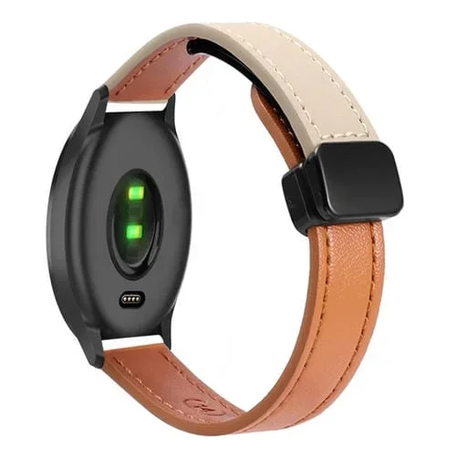 Correa de Reloj de Cuero Microfibra con Hebilla Magnética 20mm para Garmin Move Style (Naranja y Albaricoque)