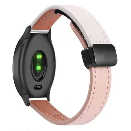 Correa de Reloj de Cuero Microfibra con Hebilla Magnética 20mm para Garmin Move Style (Rosa y Albaricoque)