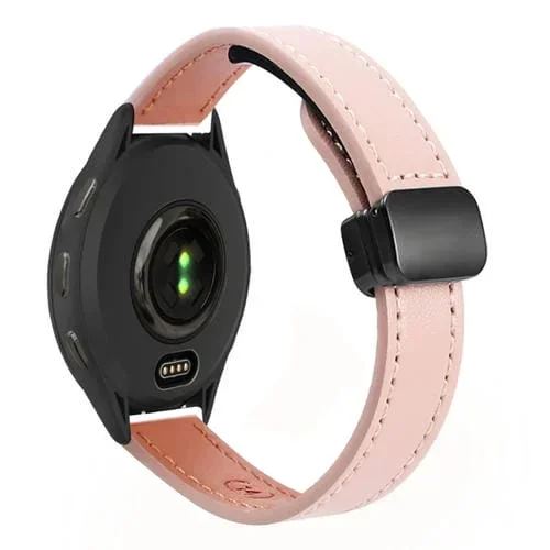Correa de Reloj de Cuero Microfibra con Hebilla Magnética 22mm para Garmin Venu 2 (Rosa Sakura)