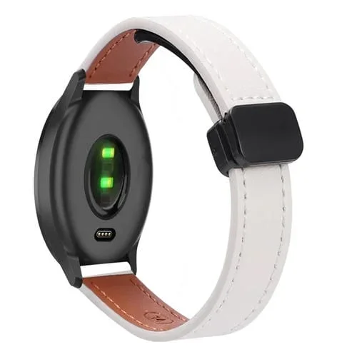 Correa de Reloj de Cuero Microfibra con Hebilla Magnética Fina 20mm para Garmin Move Sport (Albaricoque)