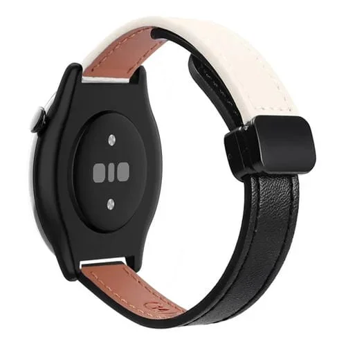 Correa de Reloj de Cuero Microfibra Magnética 22mm para Amazfit Watch GTR (Negro y Albaricoque)