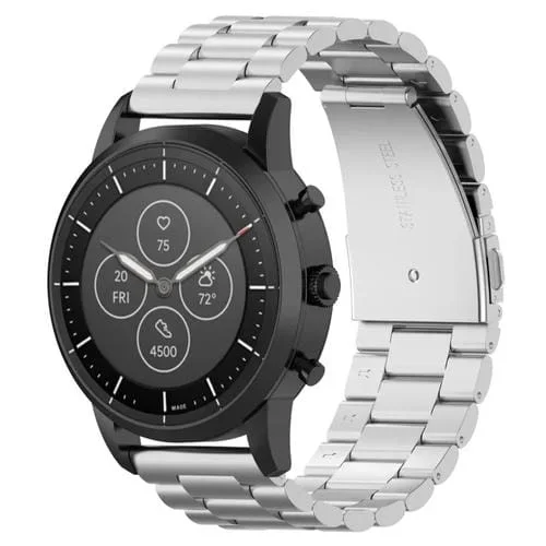 Correa de Reloj de Pulsera Acero 22mm para Fossil Hybrid Smartwatch Hr Male Gen 4 Explorist Hr Male Sport (Plata)