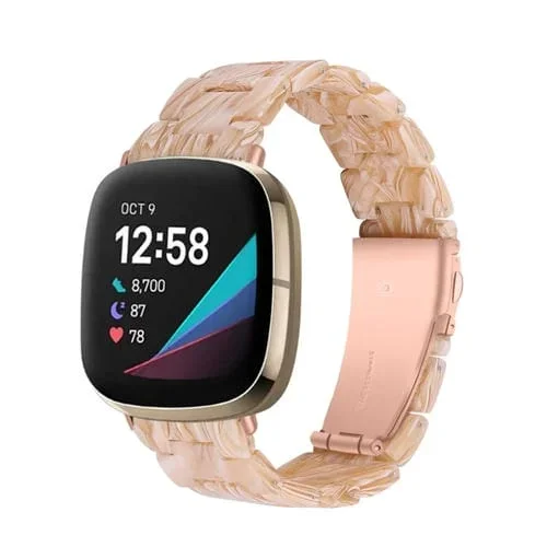 Correa de Reloj de Resina Universal para Fitbit Versa 3 y Sense (Blanco Seda)