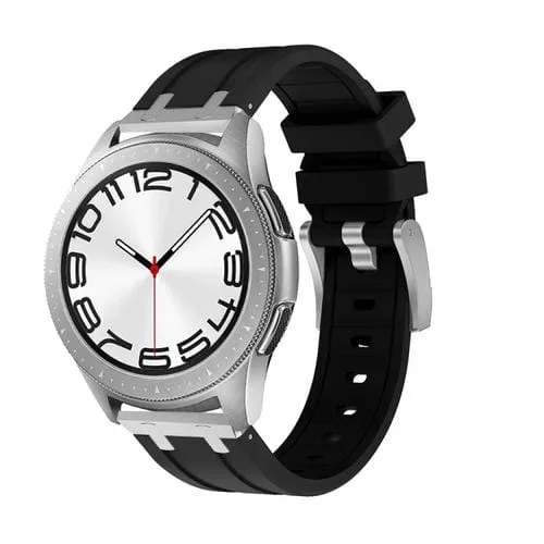 Correa de Reloj de Silicona con Cabeza Plana 20mm (Negro Plateado)