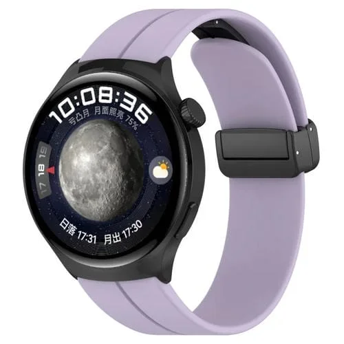 Correa de Reloj de Silicona con Hebilla Negra Plegable Ranura 18mm (Púrpura)