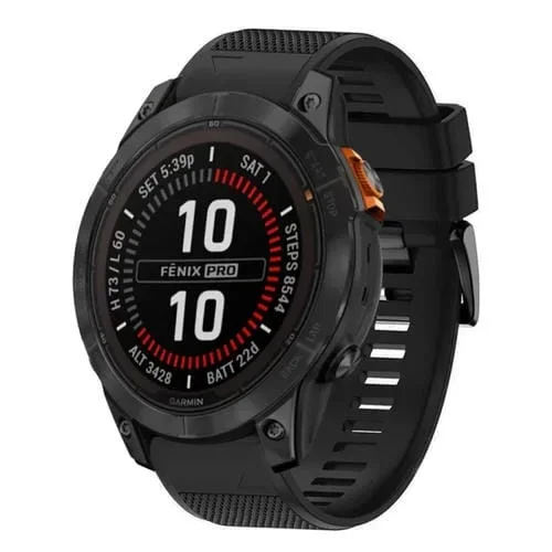 Correa de Reloj de Silicona para Garmin Fenix 7X Pro 51mm 26mm Liberación Rápida (Negro)