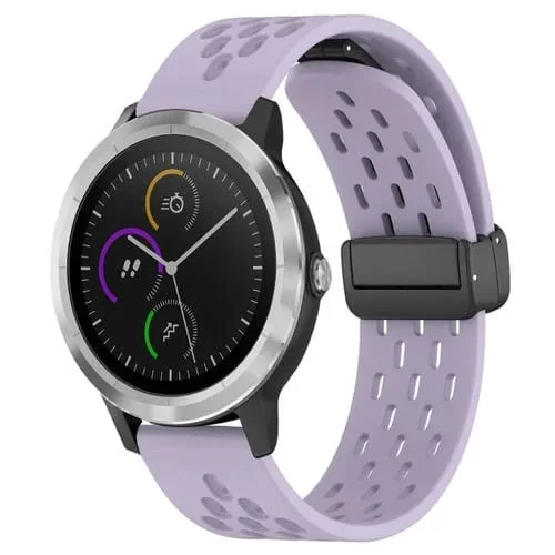Correa de Reloj de Silicona para Garmin Vivoactive3 con Cierre Magnético Plegable de 20mm (Púrpura)