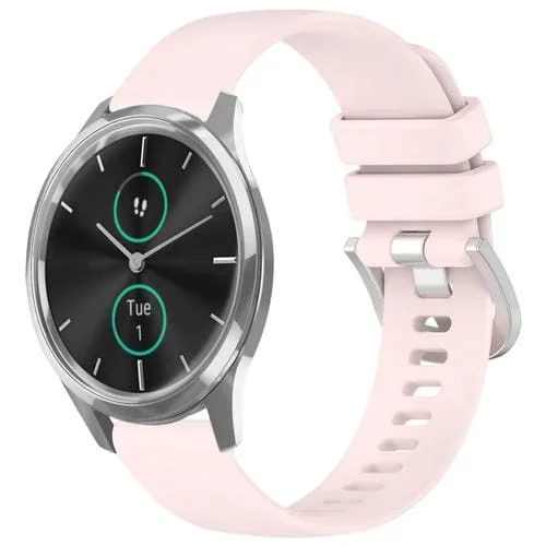 Correa de Reloj de Silicona para Garmin Vivomove Luxe con Hebilla Plateada (Rosa)