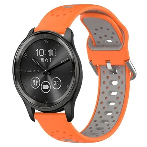 Correa de Reloj de Silicona para Garminmove Trend 20mm Bicolor Transpirable (Naranja + Gris)