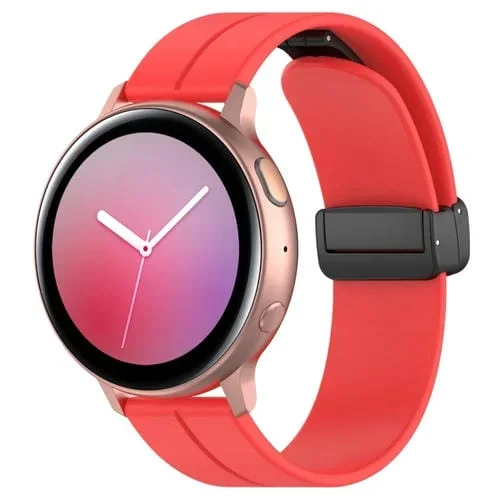 Correa de Reloj de Silicona Universal 20mm con Hebilla Negra Plegable (Rojo)
