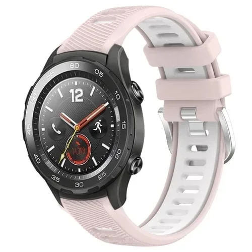 Correa de Reloj For Honor Magic Watch 2 46mm 22mm Deportes Hebilla de Acero (Rosa + Blanco)