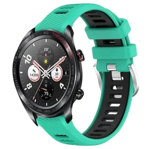 Correa de Reloj For Honor Watch Dream 22mm Deportes Silicona Hebilla de Acero (Azul Lago + Negro)